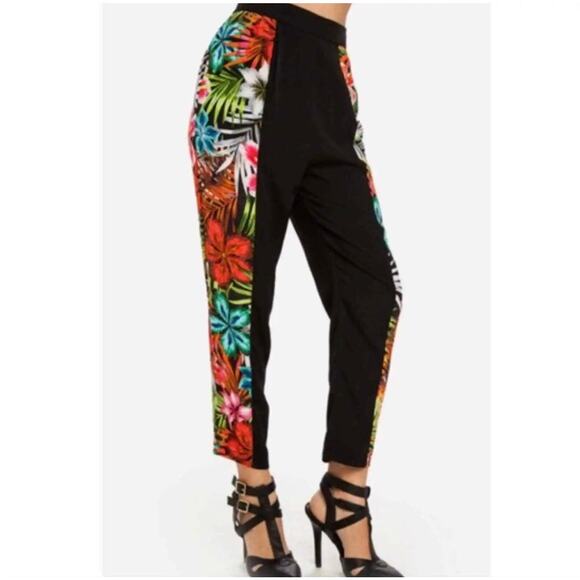 Line & Dot Revolve Womens Tropical Floral Print Black Crop Pants Small NWT - Picture 4 of 12